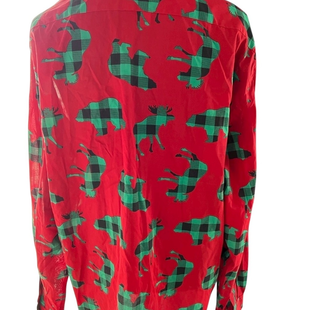 Men’s holiday Christmas button down buffalo plaid shirt by North Pole - size XL - Picture 5 of 11